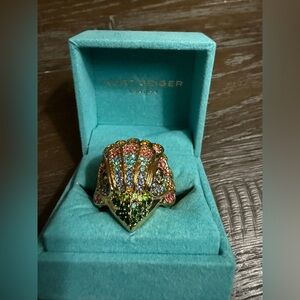 Kurt Geiger London Rainbow Eagle Head Ring with Multicolor Embellished jewels